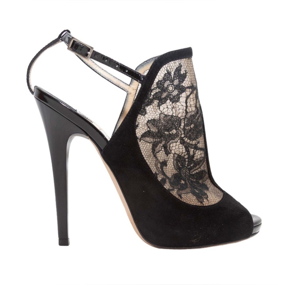 JIMMY CHOO PATENT, SUEDE, & LACE HEELS SIZE 36
